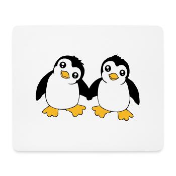 2 Cute Little Funny Penguins Friends Love Team - Mouse Pad (horizontal) - white - Front