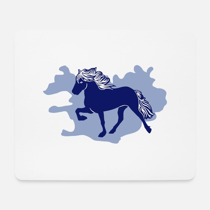 Island Pferd Reiter Reiten T shirt Grafik - Mousepad (Querformat) - Weiß