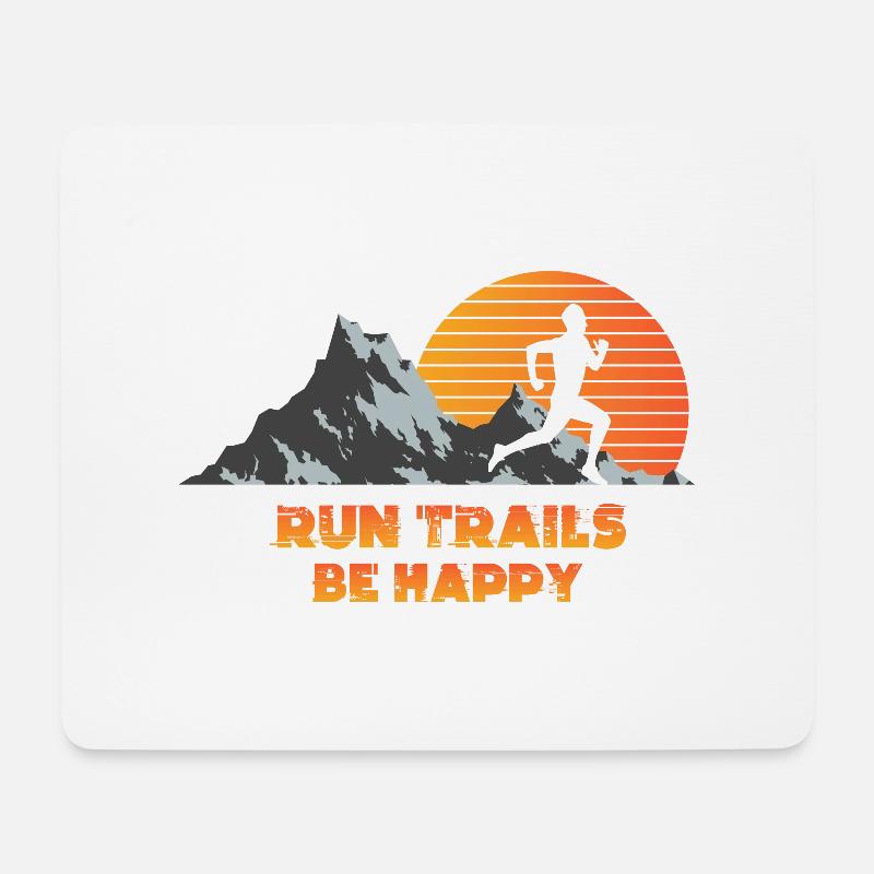 Trail Run Ultra Running Berg Trekking Laufen - Mousepad (Querformat) - Weiß