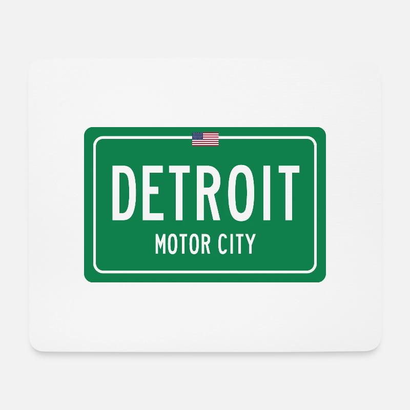 Schild der Stadt Detroit - Mousepad (Querformat) - Weiß