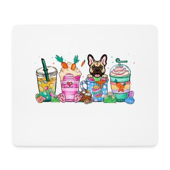 Café chien de Pâques bouledogue français 4500x5400Français Bu - Tapis de souris (format paysage) - blanc - Devant