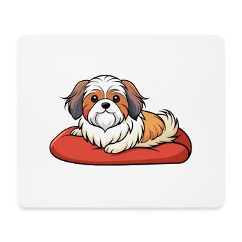 Contented Shih Tzu Lounging on Plush Pillow - Mouse Pad (horizontal) - white - Front