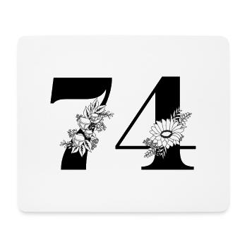 Number 74 Black Floral - 74th Floral Birthday - Mouse Pad (horizontal) - white - Front