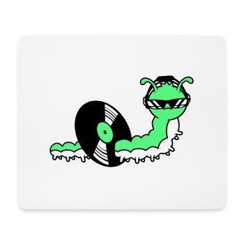 Cool DJ Caterpillar mange du disque vinyle Musique de fête - Tapis de souris (format paysage) - blanc - Devant
