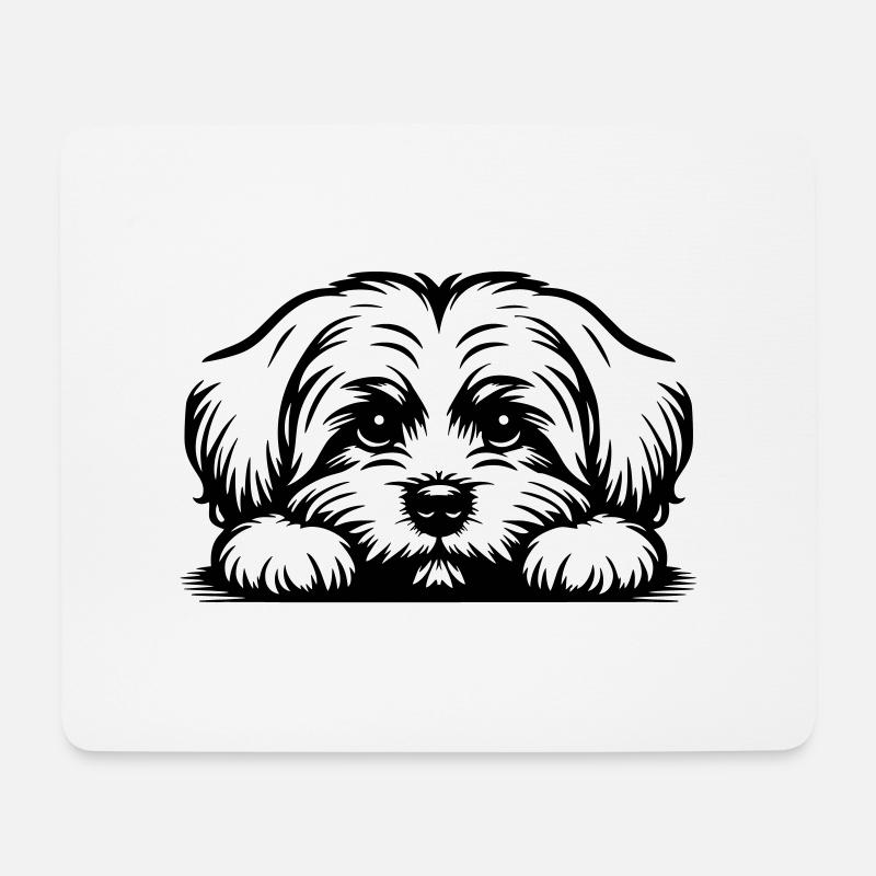 Maltese head with paws - Mouse Pad (horizontal) - white