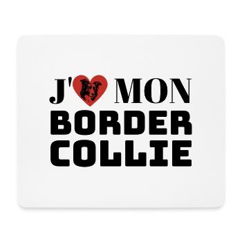 J aime mon border collie - Tapis de souris (format paysage) - blanc - Devant