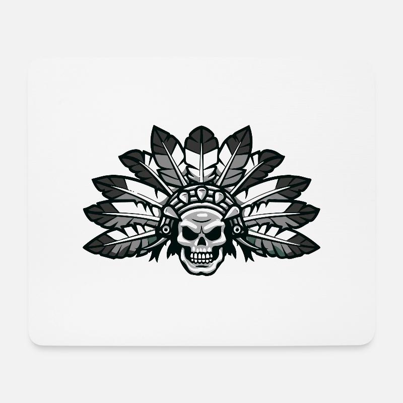 indianer aztek skull - Mousepad (Querformat) - Weiß
