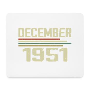 Décembre 1951 Vintage Vintage Rétro Anniversaire - Tapis de souris (format paysage) - blanc - Devant