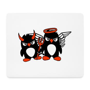 2 Pingouins Ange Diable Mal Bon Ciel Enfer Cool - Tapis de souris (format paysage) - blanc - Devant