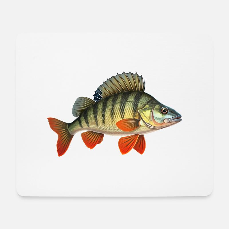 Barsch Flussbarsch Angeln Raubfisch - Mousepad (Querformat) - Weiß
