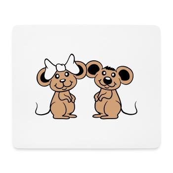 2 Mäuse Paar Zwei Verliebt Valentinstag Frau Mann - Mousepad (Querformat) - Weiß - Vorne