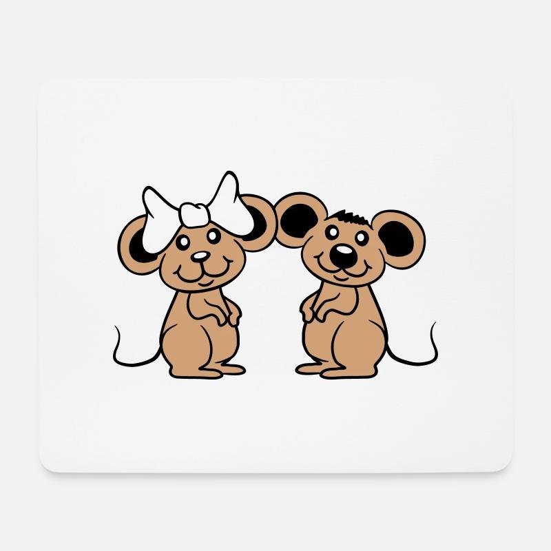 2 Mäuse Paar Zwei Verliebt Valentinstag Frau Mann - Mousepad (Querformat) - Weiß