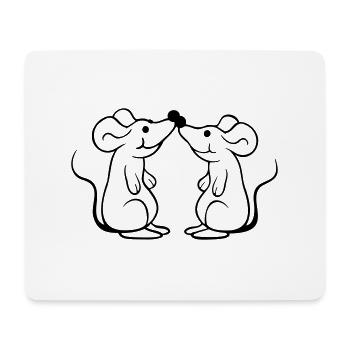 2 Mäuse Paar Verliebt Valentinstag Nasen berühren - Mousepad (Querformat) - Weiß - Vorne