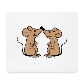 2 Mäuse Paar Verliebt Valentinstag Nasen berühren - Mousepad (Querformat) - Weiß - Vorne