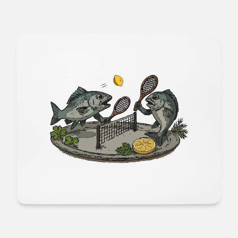 Fischtennisplatte - Mousepad (Querformat) - Weiß