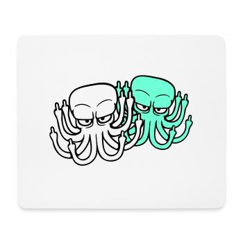 2 Octopus Middle Finger Insult Fuck Off Team - Mouse Pad (horizontal) - white - Front