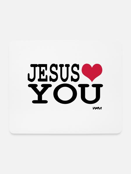 jesus loves you - Mousepad (Querformat) - Weiß