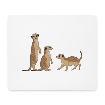 Trois suricates - Tapis de souris (format paysage) - blanc - Devant