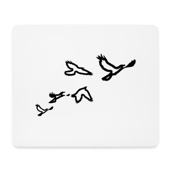5 Voegel (1 color) - Mousepad (Querformat) - Weiß - Vorne