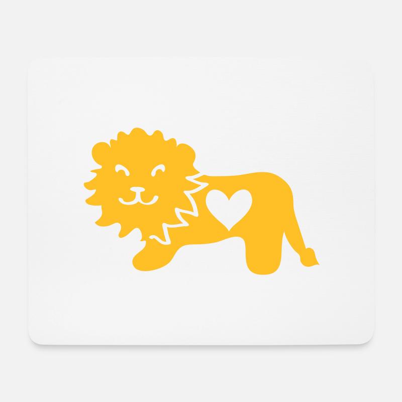 Löwe mit Herz - Mousepad (Querformat) - Weiß