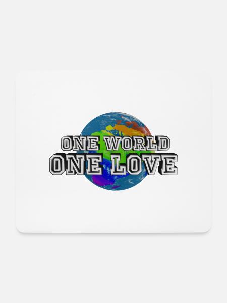 One World - One Love - Mousepad (Querformat) - Weiß