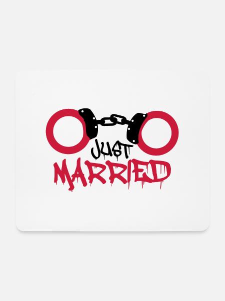 Just married Handschellen Gefangen lustig - Mousepad (Querformat) - Weiß