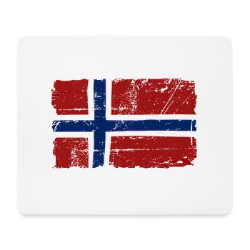 Norway Flag - Vintage Look - Tapis de souris (format paysage) - blanc - Devant