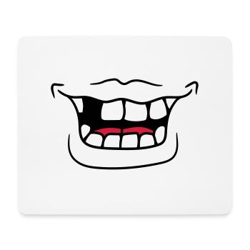 mouth grin laugh funny tooth gluecke comic cartoo - Mouse Pad (horizontal) - white - Front