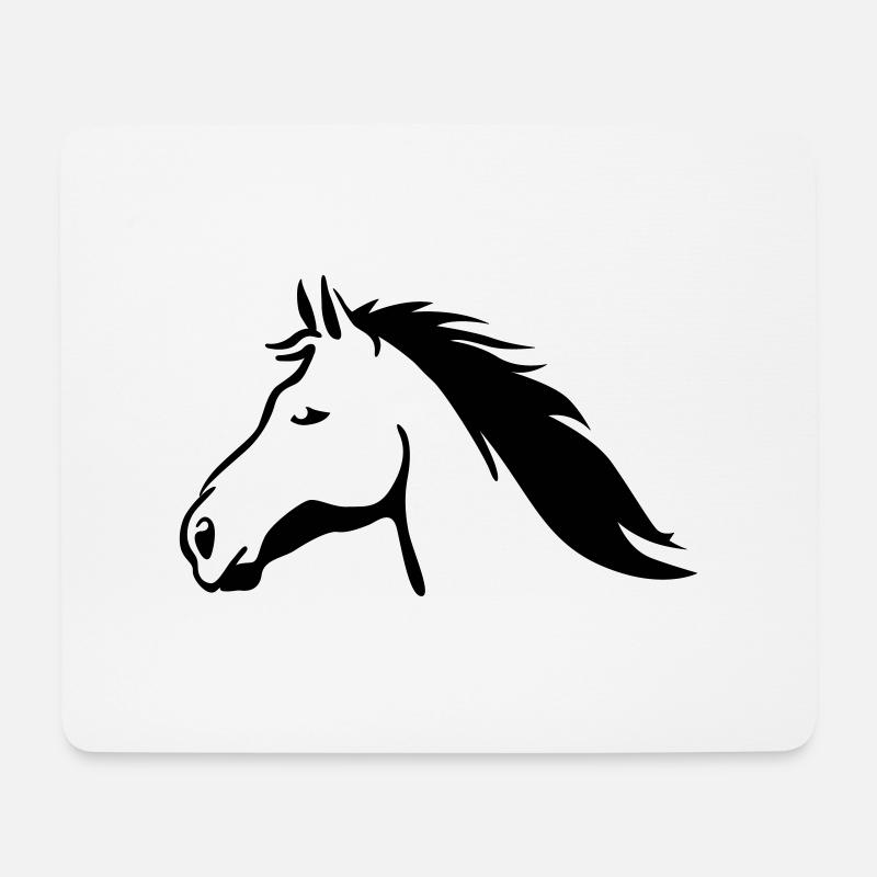 cheval - Tapis de souris (format paysage) - blanc