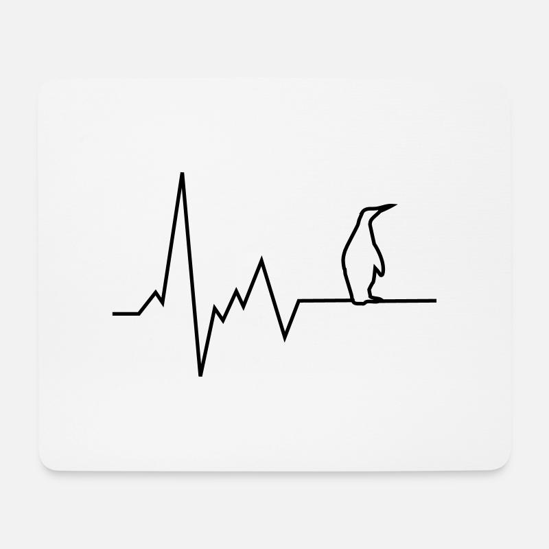 herzschlag pinguin - Mousepad (Querformat) - Weiß