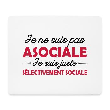 je ne suis pas asociale - cadeau femme humour - Tapis de souris (format paysage) - blanc - Devant