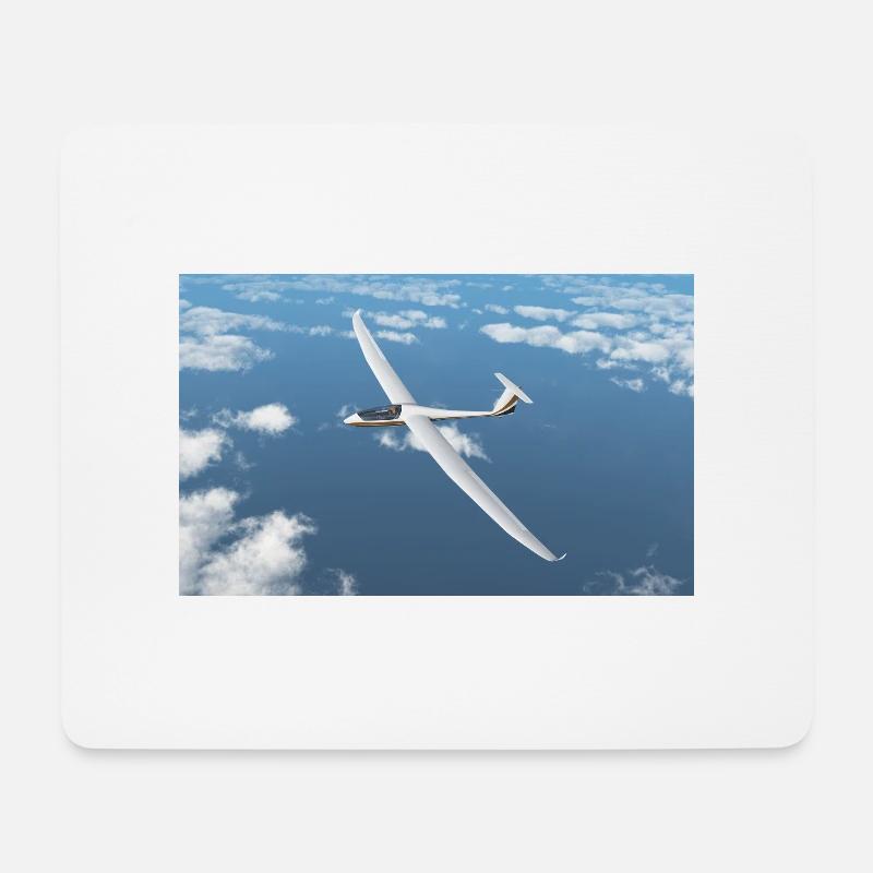Segelflugzeug über den Wolken - Mousepad (Querformat) - Weiß