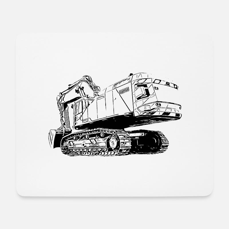 Bagger - Mousepad (Querformat) - Weiß