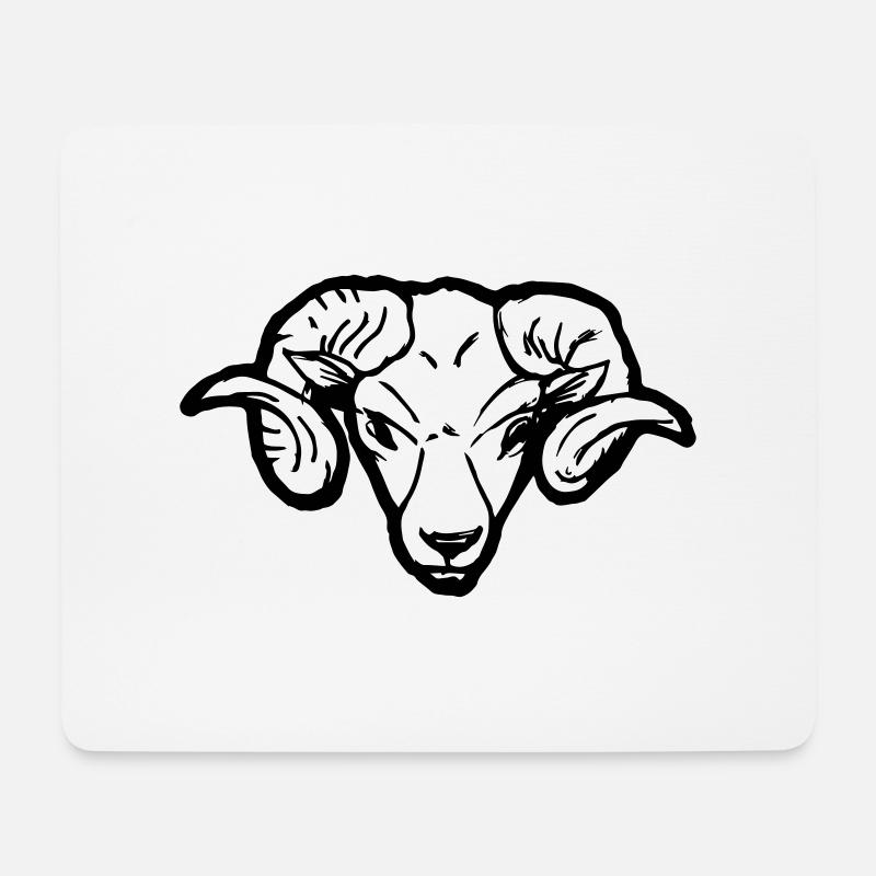 Widderkopf Outline Lustig Schaf Hörner Geschenk - Mousepad (Querformat) - Weiß