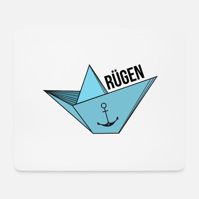 Papierschiff mit Anker Meer Urlaub Spruch Rügen - Mousepad (Querformat) - Weiß