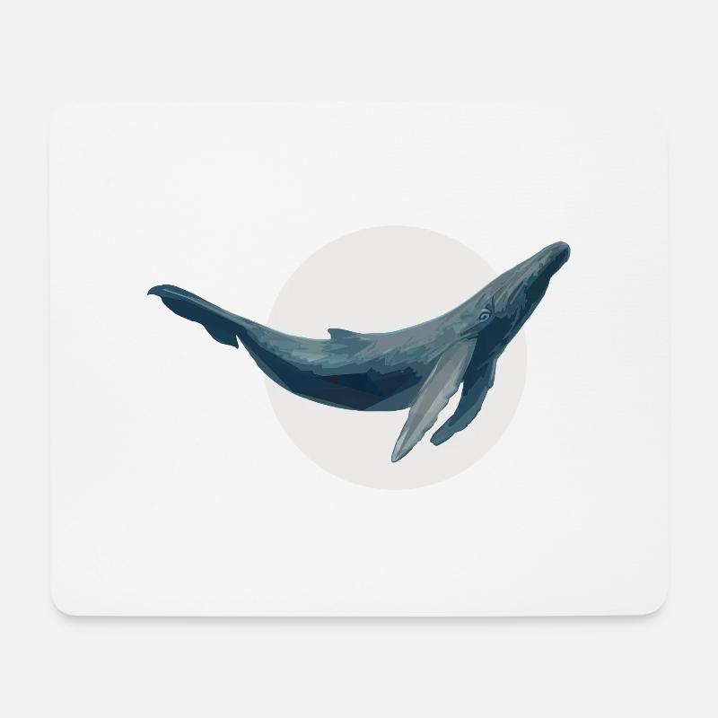 Blauer Wal - Mousepad (Querformat) - Weiß