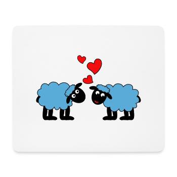 Moutons heureux amoureux Moutons Agneaux Cœurs - Tapis de souris (format paysage) - blanc - Devant