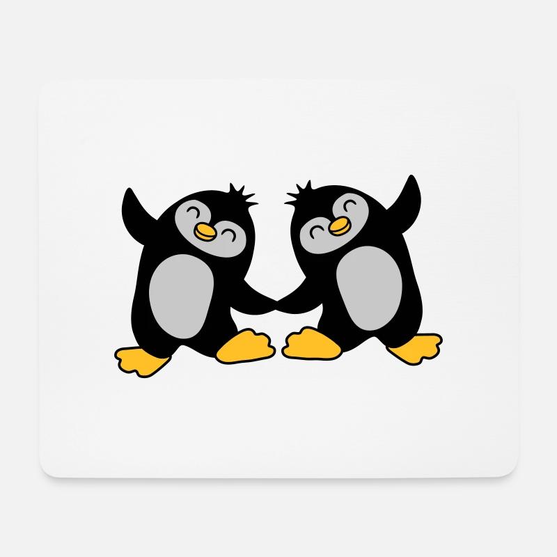 2 süße Pinguine tanzen - Mousepad (Querformat) - Weiß