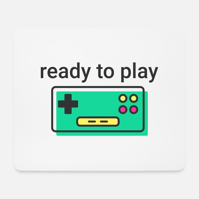 ready to play: retro clean Game Controller schwarz - Mousepad (Querformat) - Weiß