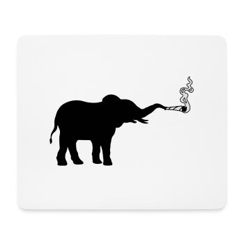 Kiffender Elefant Joint Weed - Mousepad (Querformat) - Weiß - Vorne