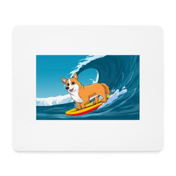 Cardigan Gallois Corgi Chien Surf Vagues de la Mer - Tapis de souris (format paysage) - blanc - Devant