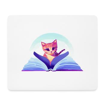 Katze Bücher Kater Lesen Buch Kätzchen Hauskatze - Mousepad (Querformat) - Weiß - Vorne