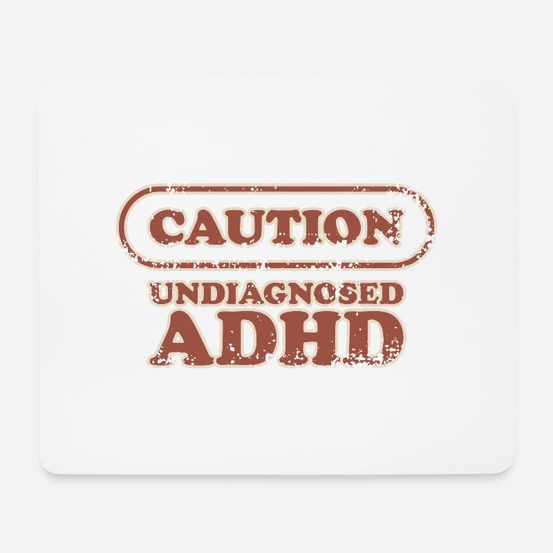 Caution, ADHD - Mouse Pad (horizontal) - white