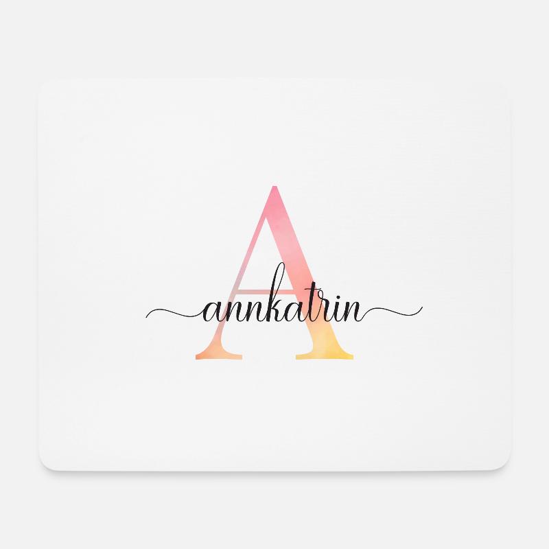A | Monogram | Name | Ann-Katrin |Watercolor - Mouse Pad (horizontal) - white