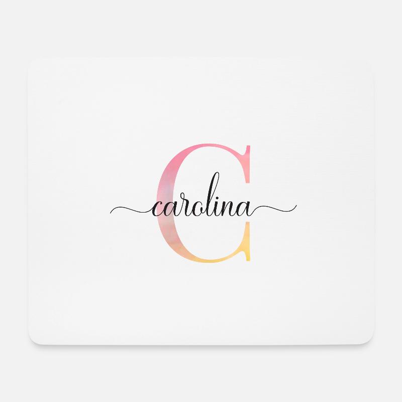 C | Monogramm | Name | Carolina |Watercolor - Mousepad (Querformat) - Weiß