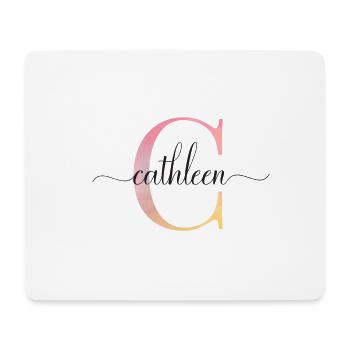 C | Monogramme | Nom | Cathleen |Aquarelle - Tapis de souris (format paysage) - blanc - Devant