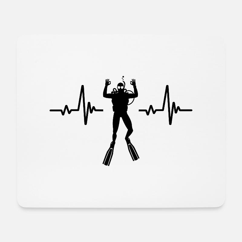 Diving Diver Heartbeat. Ich liebe das Tauchen - Mousepad (Querformat) - Weiß