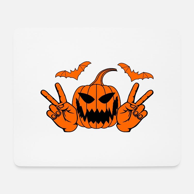 Helloween Frieden Victory Hand Symbol Fledermaus - Mousepad (Querformat) - Weiß