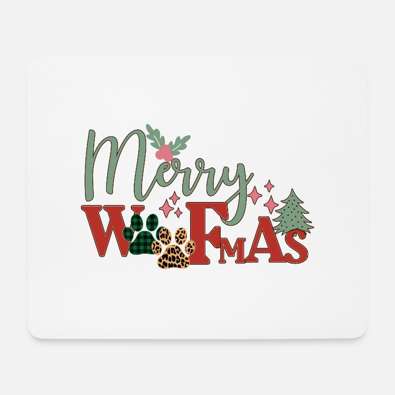 Merry Woofmas - Mousepad (Querformat) - Weiß