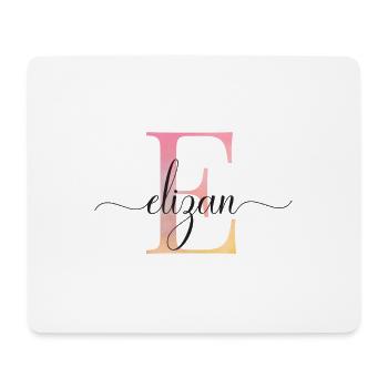 E| Monogramme | Nom | Élizan |Aquarelle - Tapis de souris (format paysage) - blanc - Devant